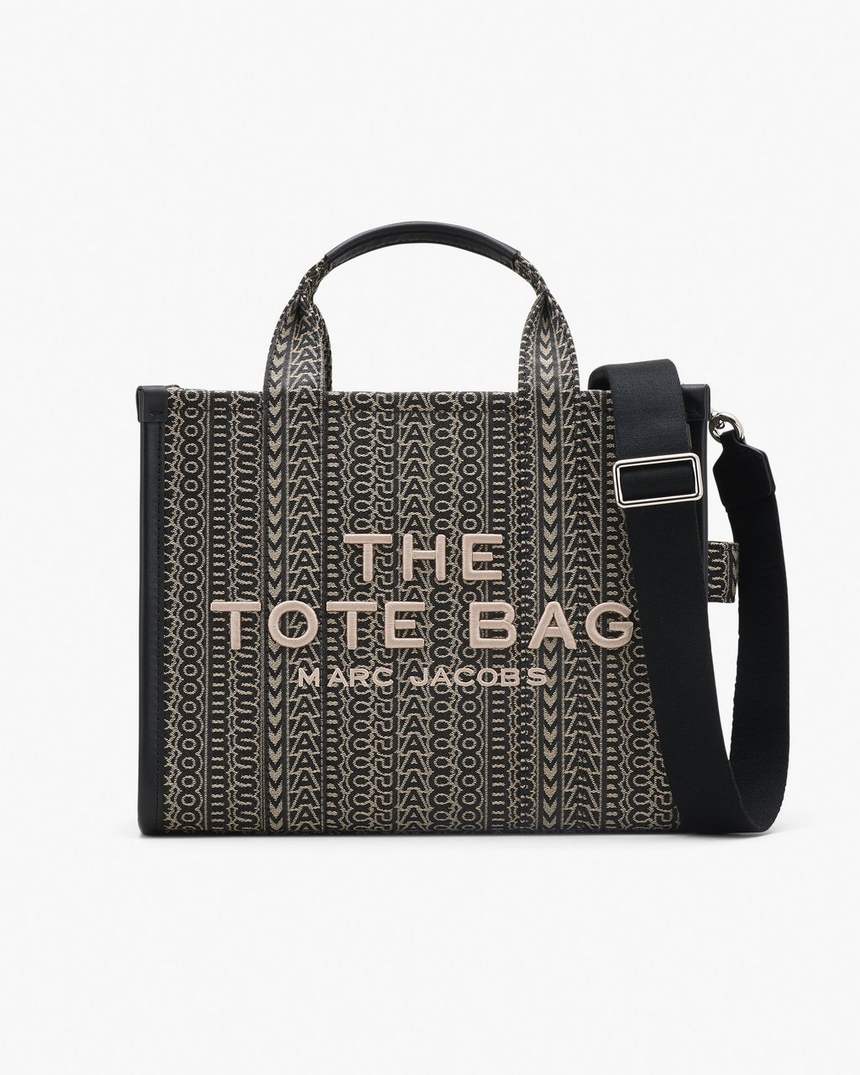 torba typu tote średniej wielkości z monogramem żakardowym