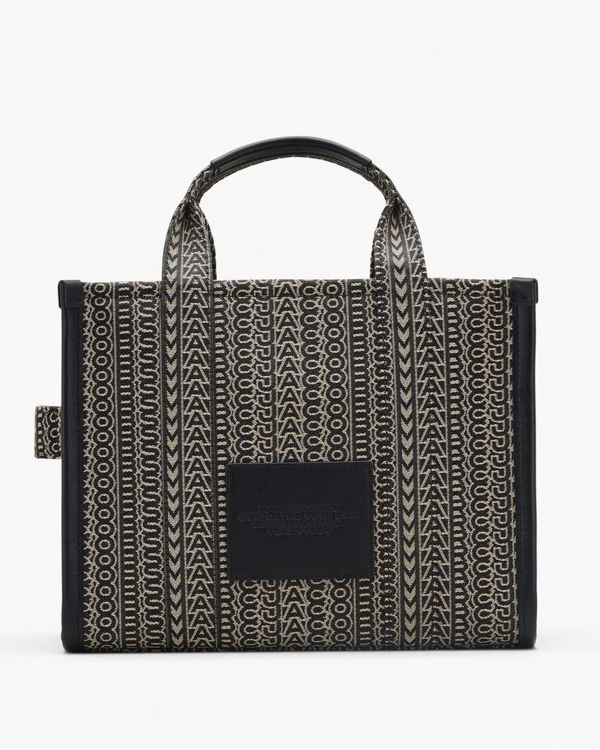 torba typu tote średniej wielkości z monogramem żakardowym