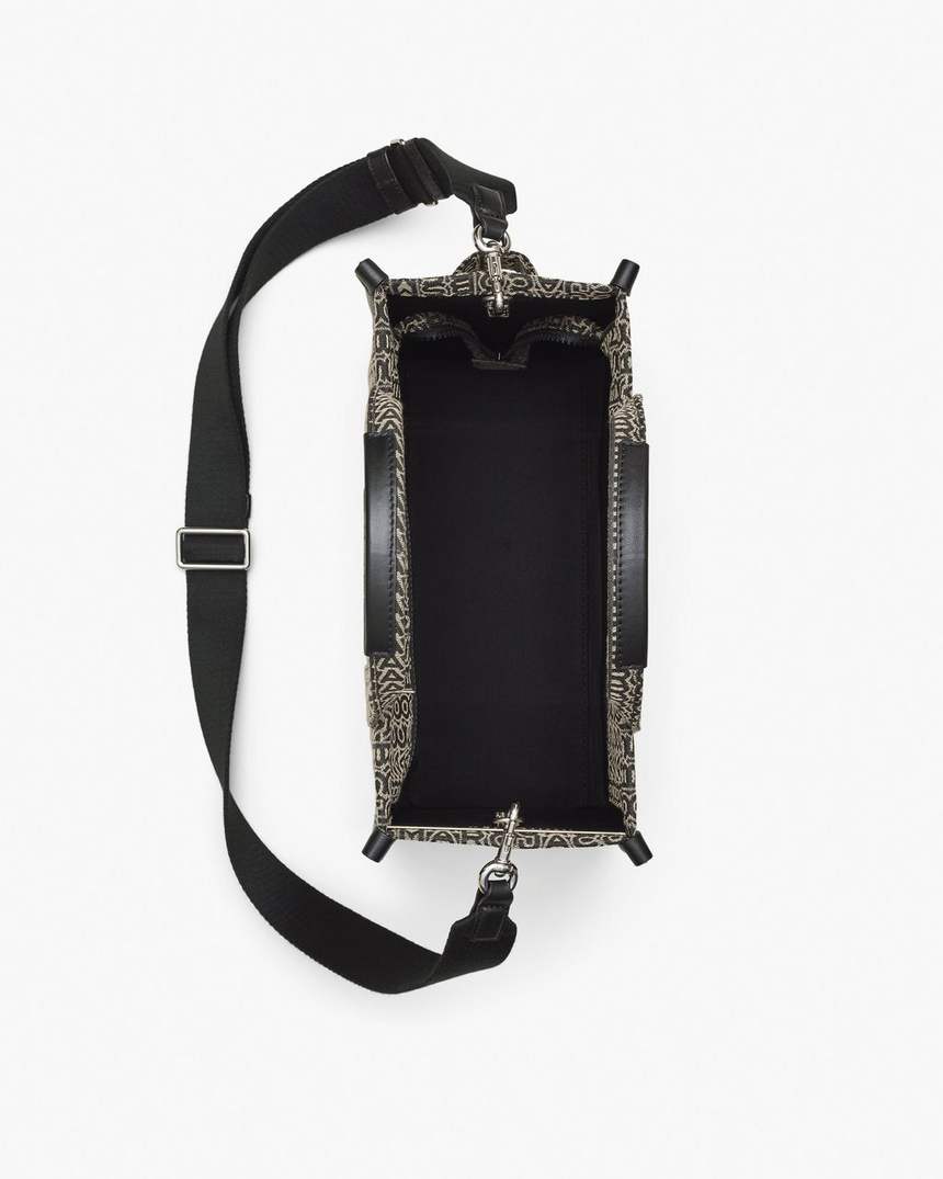 torba typu tote średniej wielkości z monogramem żakardowym